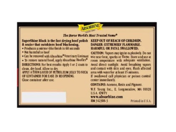 ABSORBINE SUPERSHINE HOOF POLISH & SEALER BLACK 236ML