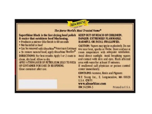 ABSORBINE SUPERSHINE HOOF POLISH & SEALER BLACK 236ML