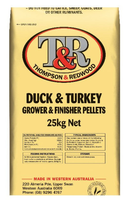 T&R DUCK AND TURKEY GROWER / FINISHER PELLETS 25KG