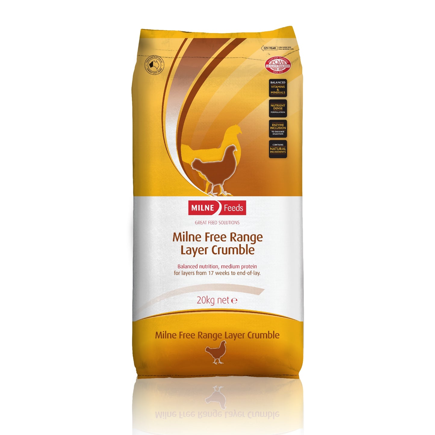MILNE FEEDS FREE RANGE LAYER CRUMBLE 20KG
