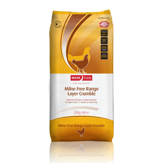 MILNE FEEDS FREE RANGE LAYER CRUMBLE 20KG