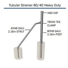 STRAINER ASSEMBLY FULL SOUTHERN WIRE TUBULAR 80/40 - 2.1M POST & 2.1M STRUT & CAP