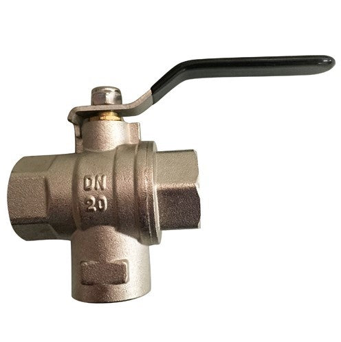 BALL VALVE BRASS 3 WAY T PORT 1"