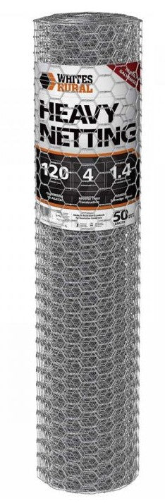 NETTING HEAVY DUTY RURAL WHITES (RABBIT) 120/4/1.4/50 METRES