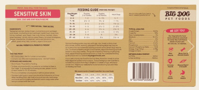 BIG DOG BARF SENSITIVE SKIN 3KG (12 PACK)