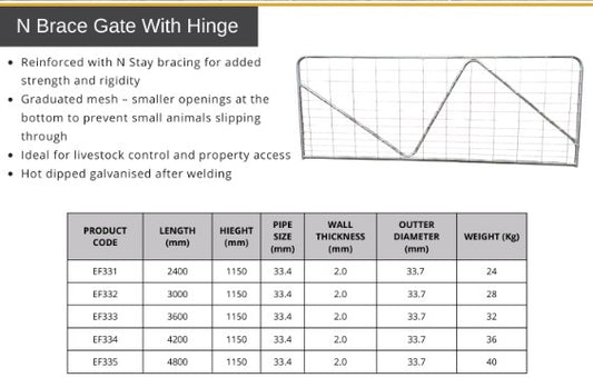 GATE N BRACE WITH HINGE EASYFENCE