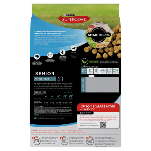 SUPERCOAT SMARTBLEND SENIOR DOG FOOD WITH FISH 18KG