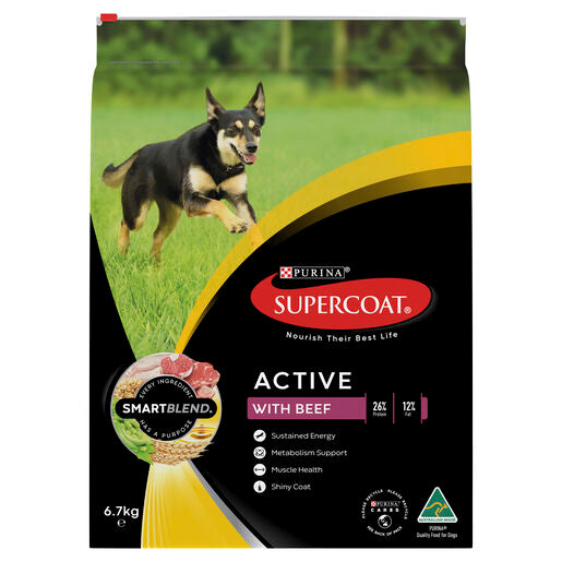 SUPERCOAT SMARTBLEND ADULT ACTIVE DOG FOOD WITH BEEF 18KG
