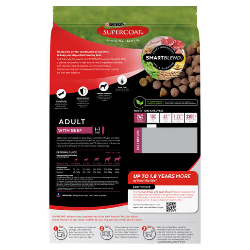 SUPERCOAT SMARTBLEND ADULT DOG FOOD WITH BEEF 18KG