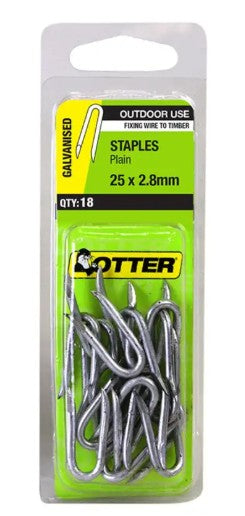 STAPLES PLAIN GALVANISED 18 PACK 25MM X 2.8MM