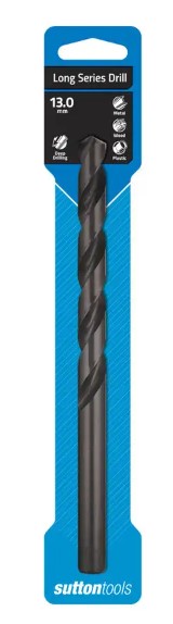 DRILL BIT LONG SERIES HSS METAL BLUE 13MM SUTTON
