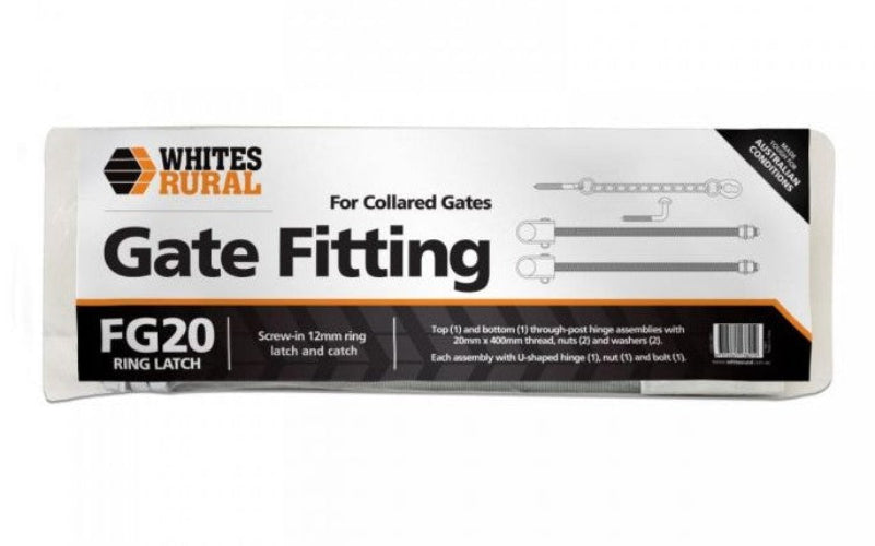 GATE FITTING SET FG20 RING LATCH WHITES
