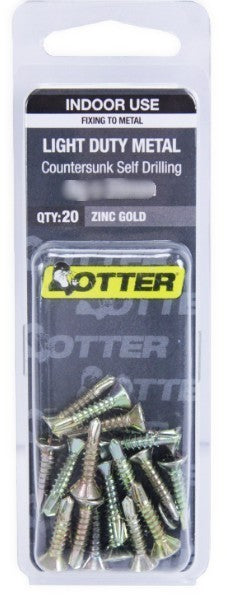STEEL SCREWS SELF DRILLING ZINC GOLD PLATED OTTER 8G X 30MM