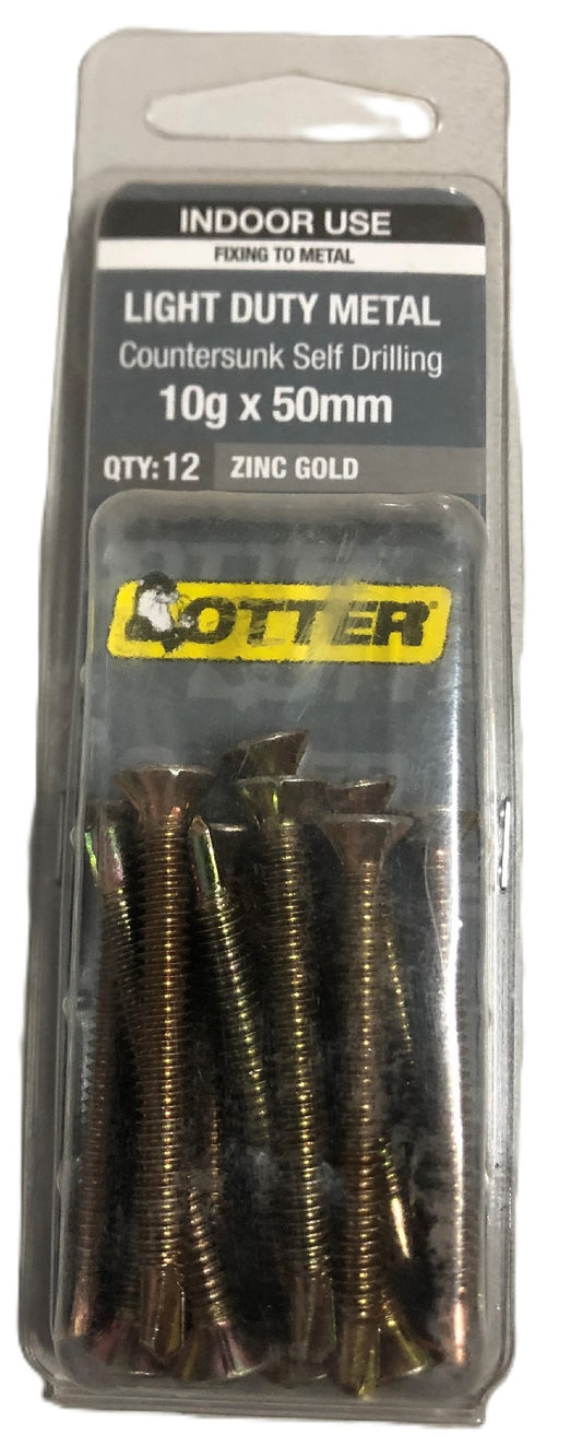 LIGHT DUTY SCREWS METAL COUNTERSUNK SELF DRILLING 12 PACK