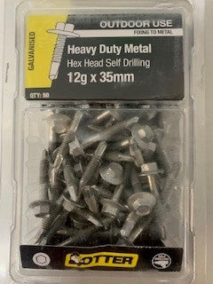 SCREWS GALV HEX HEAD OTTER 12G X 35MM