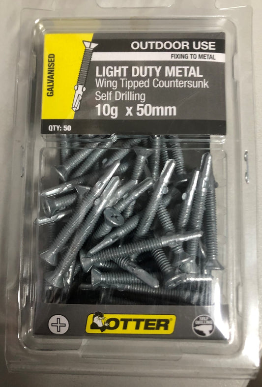 LIGHT DUTY METAL WING TIP SELF DRILL SCREWS OTTER 50 PACK