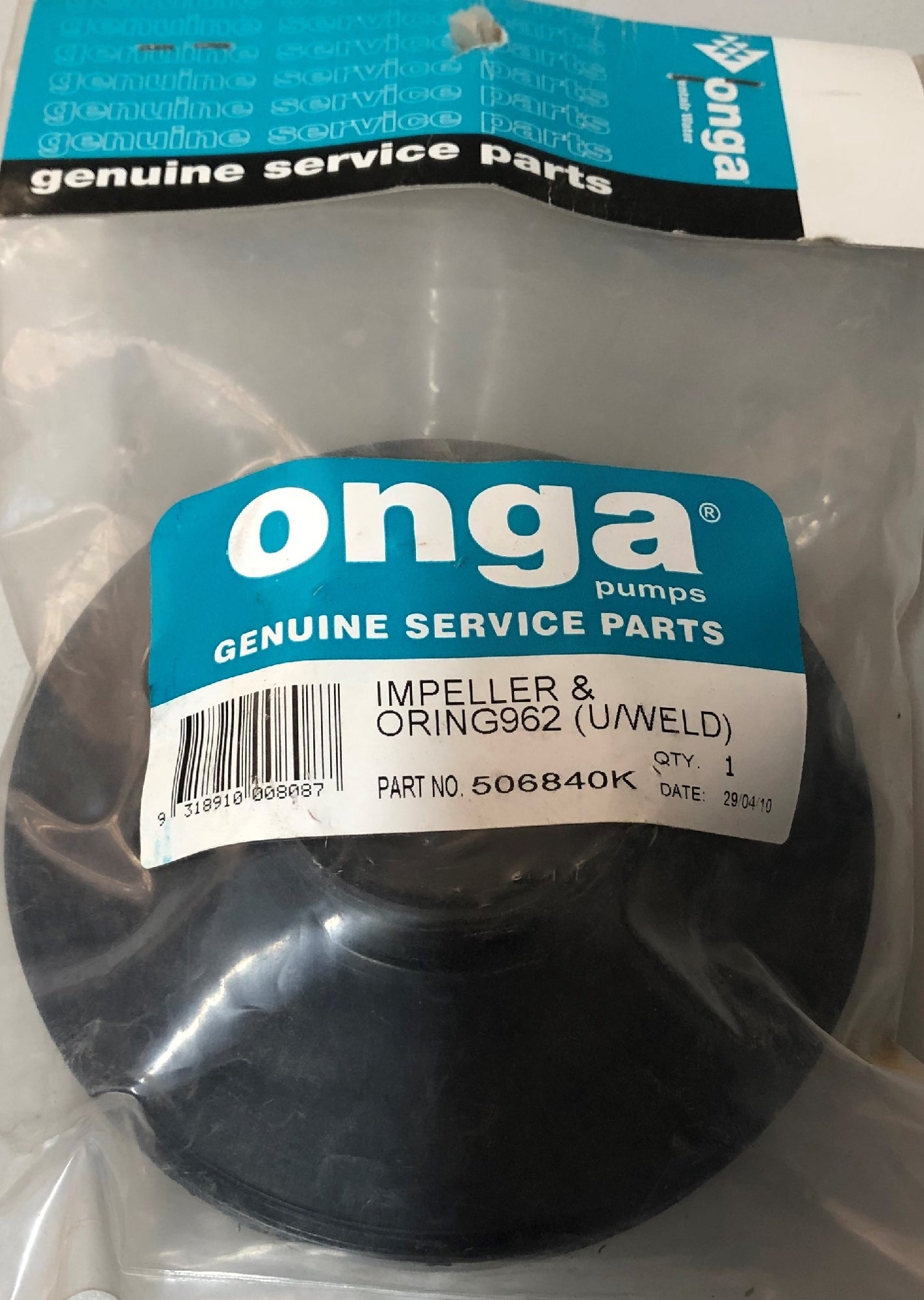 ONGA IMPELLER & ORING 962 U/WELD PART NO: 506840K