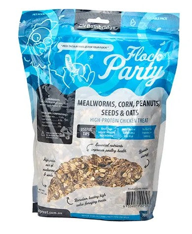 FLOCK PARTY MEALWORMS & CORN 900GM
