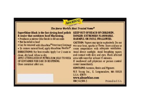 ABSORBINE SUPERSHINE HOOF POLISH & SEALER BLACK 236ML