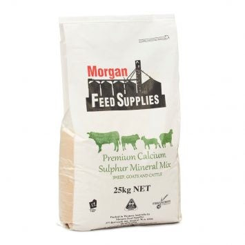 MORGANS PREMIUM CALCIUM SULPHUR MINERAL MIX 25KG 