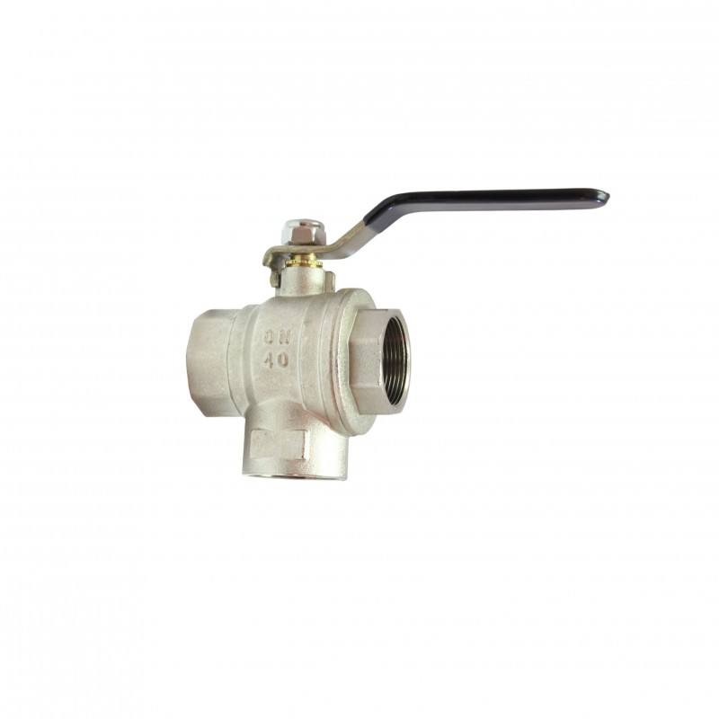 BALL VALVE BRASS 3 WAY L PORT 1 1/4" 