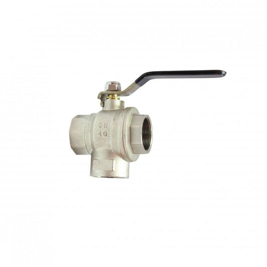 BALL VALVE BRASS 3 WAY L PORT 1 1/4" 