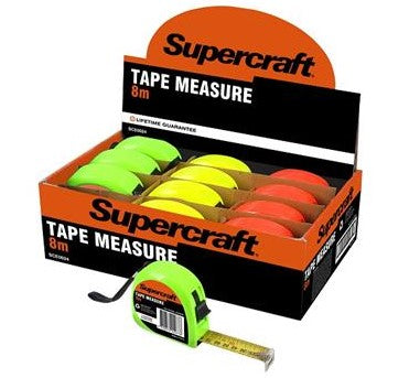 TAPE MEASURE 8M FLURO SUPERCRAFT