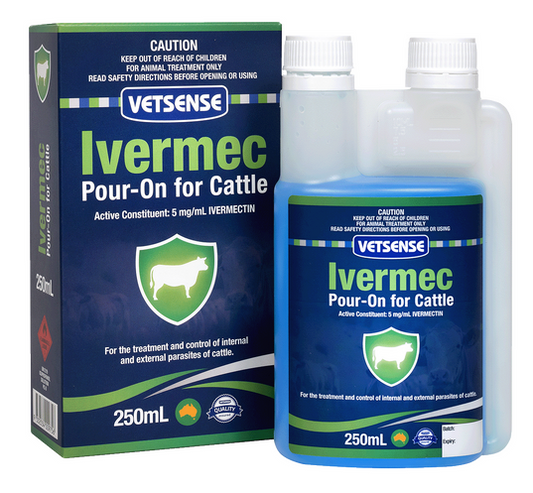 IVERMEC POUR ON CATTLE VETSENSE 250ML