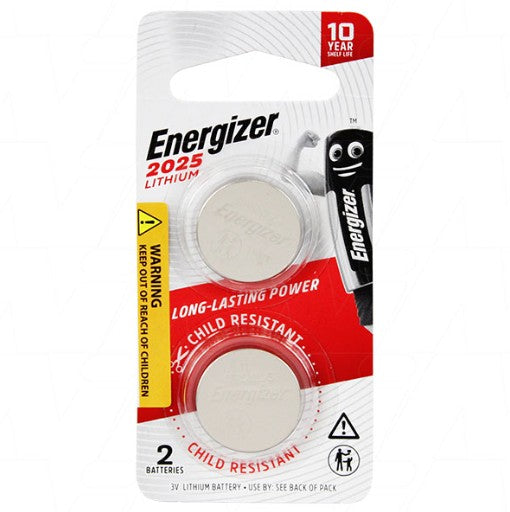 BATTERY ENERGIZER CR2025 COIN LITHIUM ECR2025-BP2 2 PACK