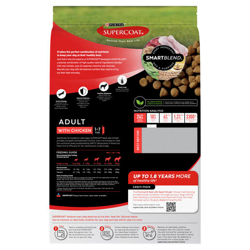 SUPERCOAT SMARTBLEND ADULT DOG FOOD WITH CHICKEN 18KG
