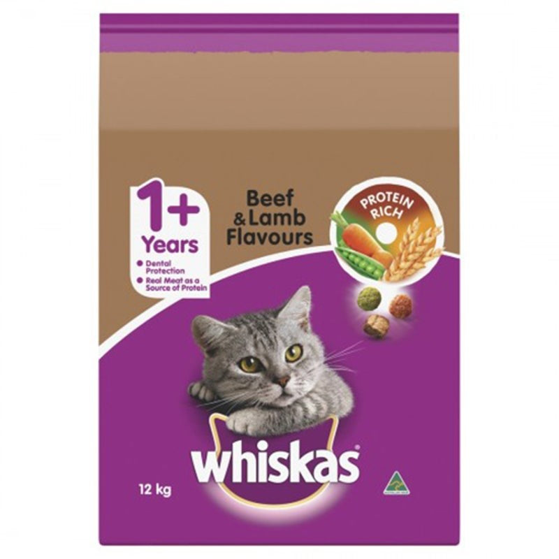 WHISKAS CAT FOOD VITABITES BEEF & LAMB 12KGS