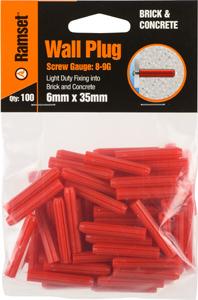 WALL PLUG 6MM X 35MM RAMSET (PACK OF 100)