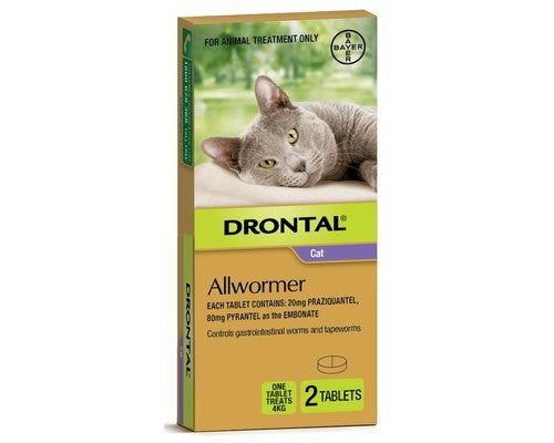 DRONTAL ALLWORMER CAT UP TO 4KG BAYER 2 PACK