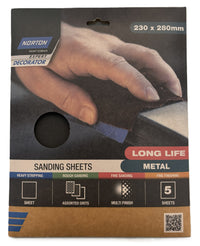 SANDING SHEETS NORTON 230 X 280MM 5 PACK KIT [Opt:Metal]