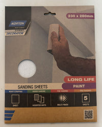 SANDING SHEETS NORTON 230 X 280MM 5 PACK KIT [Opt:Paint]