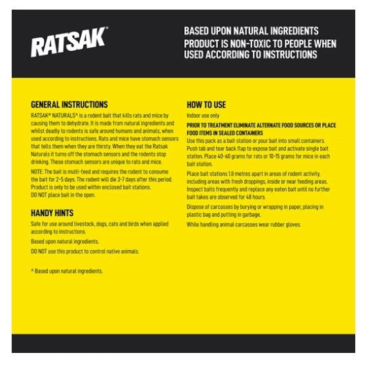 RATSAK NATURALS REDENTICIDE BAIT PELLETS 224GRMS