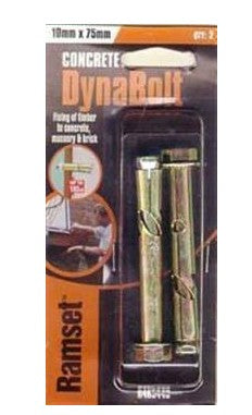 DYNABOLT PLUS HEX HEAD 10X75MM 2 PACK
