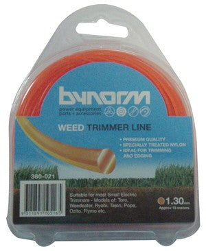 LINE TRIMMER ROUND BYNORM ORANGE 1.30MM [Size:15 Metres Approx]