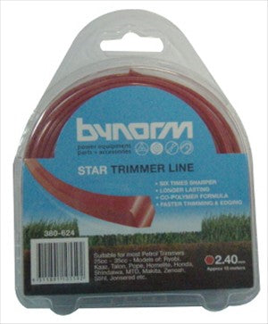 LINE TRIMMER STAR BYNORM RED 2.40MM [Size:15 Metres Approx]