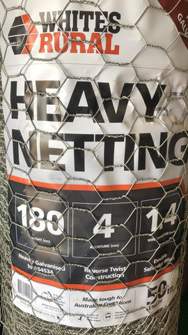 NETTING HEAVY DUTY RURAL WHITES [Size:180/4/1.4 x 50 Metres]