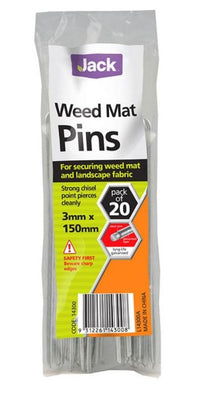 WEED MAT PINS METAL WHITES WIRE 3MM X 150MM PK20