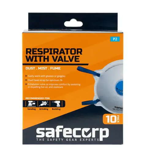 MASK DISPOSABLE RESPIRATOR P2 VALVE 10-PACK
