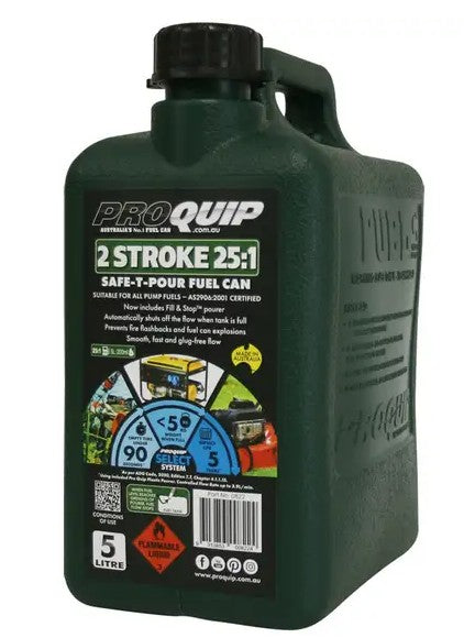 FUEL CAN TWO STROKE 25: 1 PLASTIC GREEN