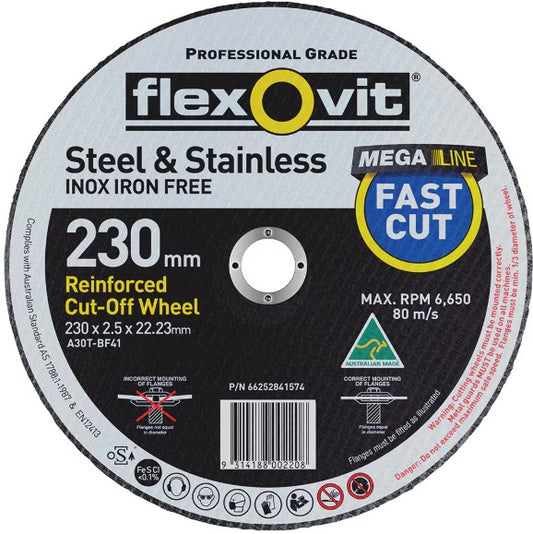 WHEEL FAST CUTTING METAL FLEXOVITE 230 X 2.5X 22.23MM
