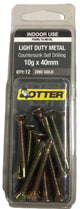 LIGHT DUTY SCREWS METAL COUNTERSUNK SELF DRILLING 12 PACK [Size:10g x 40mm]