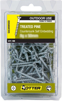 SCREWS TREATED PINE COUNTERSUNK 100 PACK [Size:8g x 25mm]