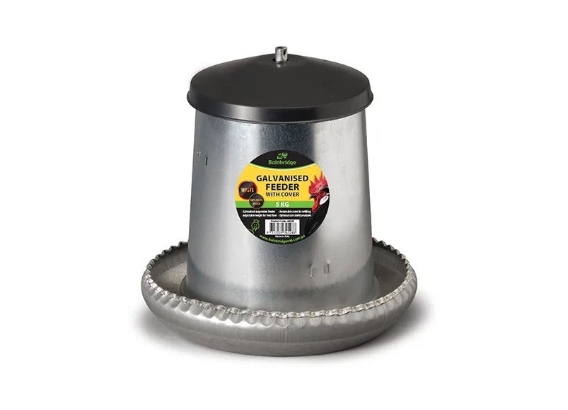 FEEDER POULTRY GALVANIZED WITH COVER [Size:5kg Clr:Galvanised]