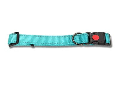 DOG COLLAR REFLECTIVE WEBB 35CM AQUA 