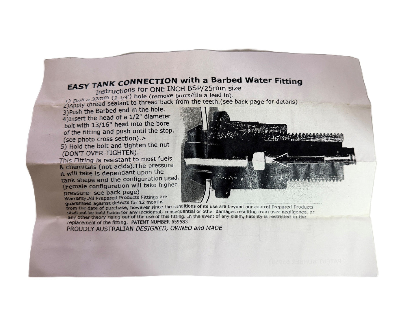 TANK FITTING BARBED GUYCO [Size:1"]