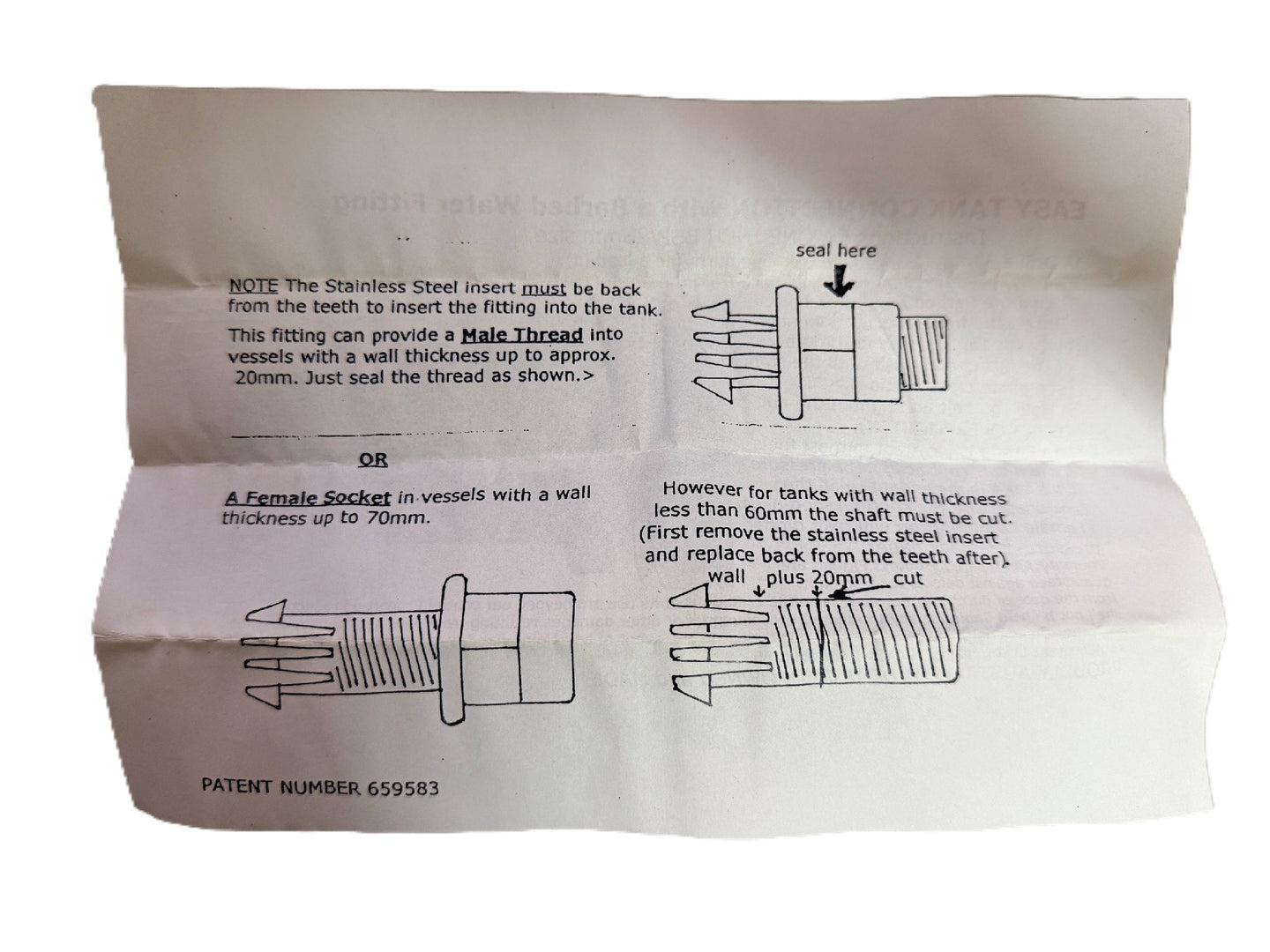 TANK FITTING BARBED GUYCO [Size:1"]